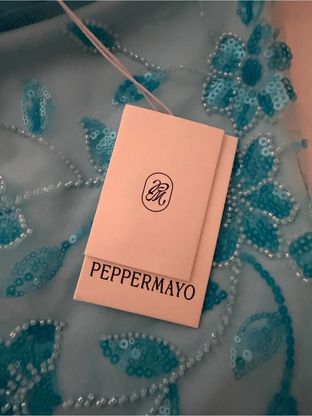NWT Blue Beaded Peppermayo Mini Dress - Picture 4 of 5